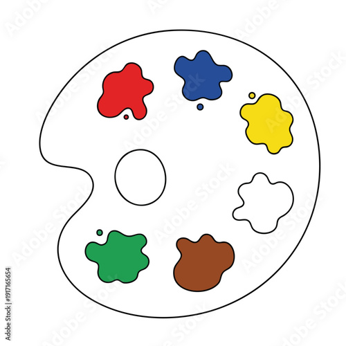 Creative Artistic Palette with Colorful Paint Blobs for Design and Painting Concepts