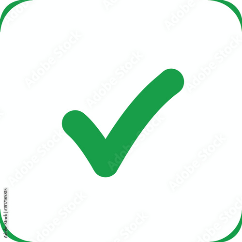 Close up of a Green Checkmark on a White Background for Verification or Approval