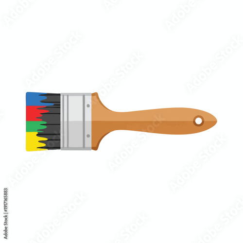 Close up of a Paint Brush with Colorful Paint Strokes for Artistic and Creative Projects
