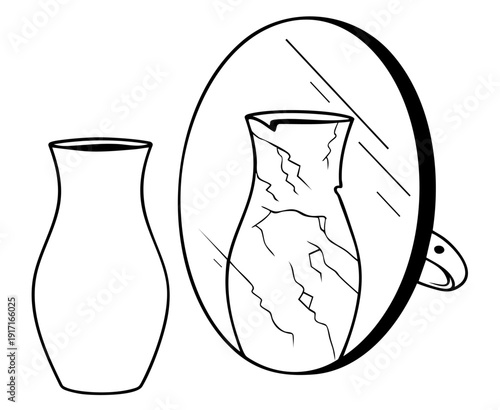 Distorted Self Perception Concept Showing Broken Reflection in Mirror, Emotional Trauma, Low Self Esteem and Altered Inner Weight of Feelings