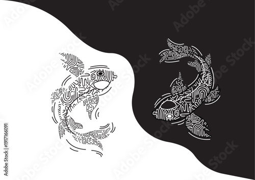 Tableau sur toile Chinese Yin & Yan FIsh Symbolism