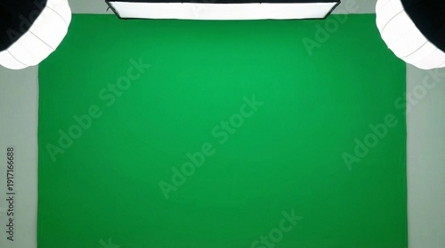 Wallpaper Mural Empty Professional Studio Setup with Bright Green Screen Backdrop and Softbox Lighting for Chroma Key Production Torontodigital.ca