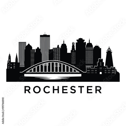 Wallpaper Mural Rochester new york skyline silhouette with bridges and buildings Torontodigital.ca