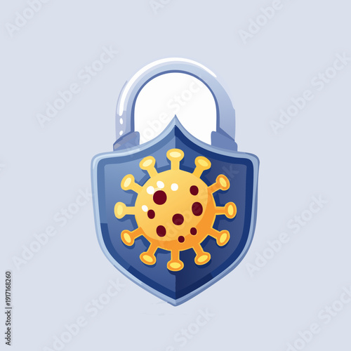 Coronavirus Protection - Shield and Padlock Against Virus.
