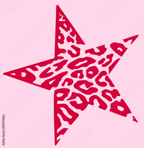 Leopard Print Valentine Decorative Star in Valentine Pink with Wild Animal Pattern, February 14
