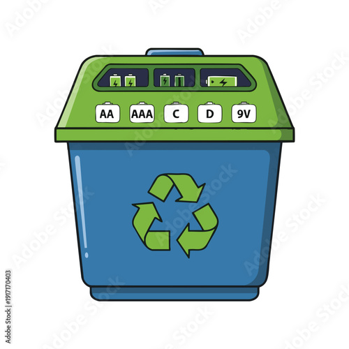Battery Recycling Bin Illustration