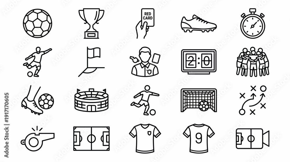 Fototapeta premium Soccer icons for sports editorial use