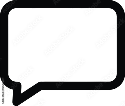A simple, bold, black and white outline of a speech bubble