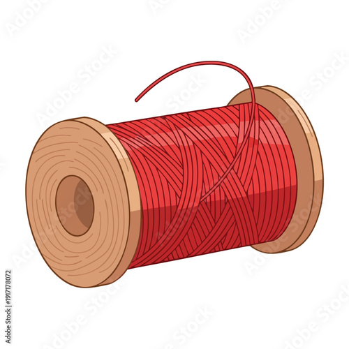 Spool of Red Thread for Sewing and Crafting Projects