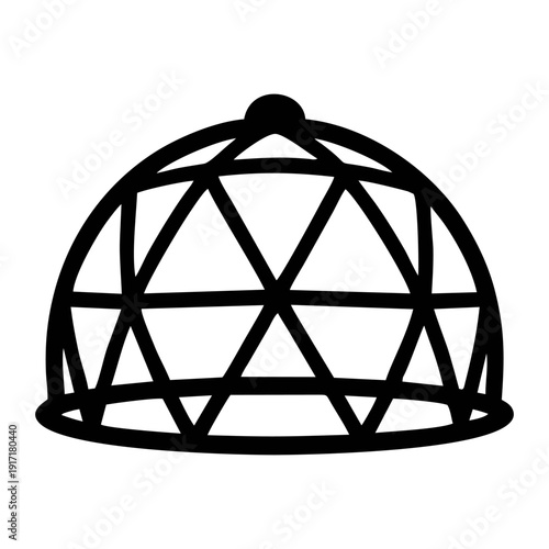 Black silhouette of a geodesic climbing dome playground structure