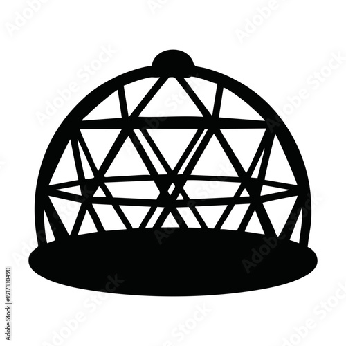 Black silhouette of a geodesic climbing dome playground structure