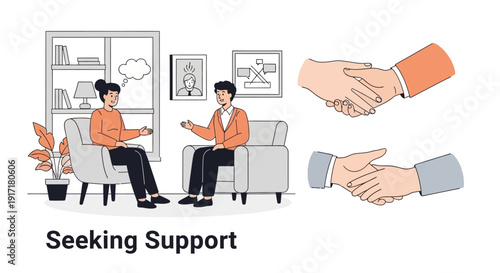 Mental health support icons