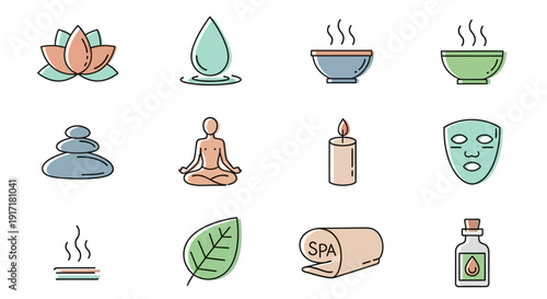 Spa and wellness icon set