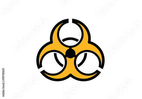 Biohazard symbol illustration viewed from directly above displaying warning sign for hazardous materials or biological risks