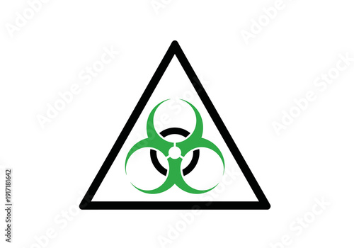 Biohazard symbol inside a triangle, hazardous materials warning, graphic illustration of danger sign, safety precaution, environmental hazard