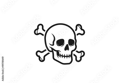 A skull with crossbones illustration on a simple background viewed from the front