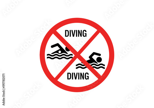 Free Download Prohibited diving sign illustration on white background depicting two swimmers - GFXLoad