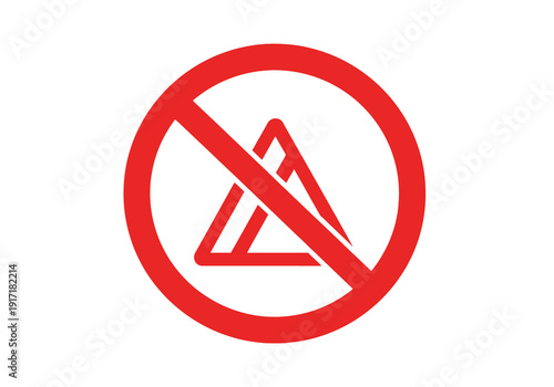 Prohibition Sign with Red Circle and Triangle Symbol Indicating Restriction or Warning in a Simple Illustration Style