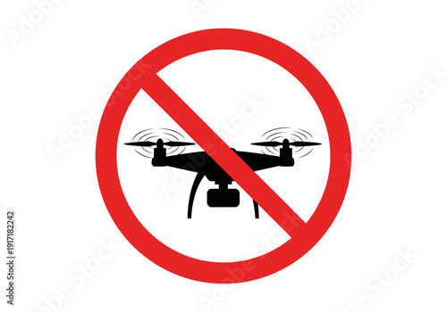 Prohibited Drone Symbol with Red Circle and Diagonal Line Illustration