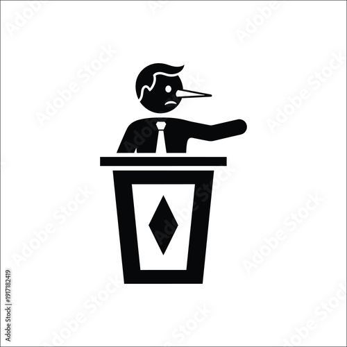 Dishonest speaker pinocchio icon representing lies and deception