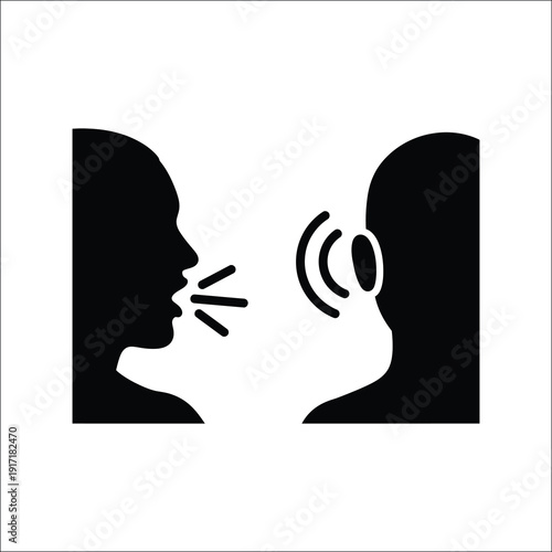Speaking and listening communication dialogue icon