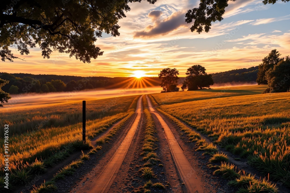 Fototapeta premium Path Through Morning Fields 