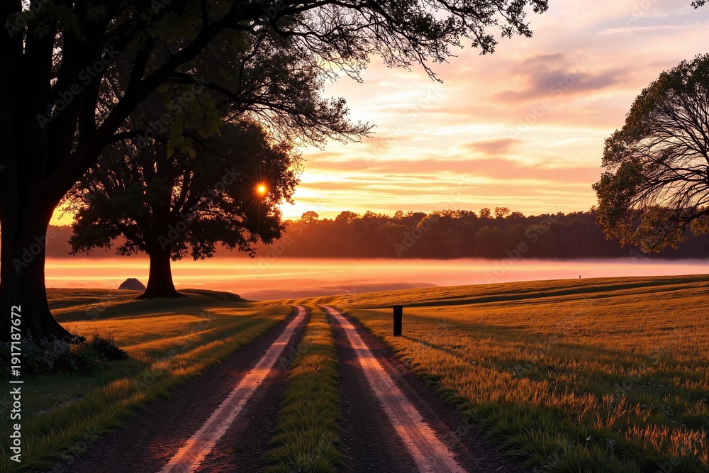 Fototapeta premium Path Through Morning Fields 