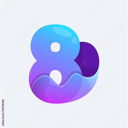 Abstract number eight with fluid style and purple color