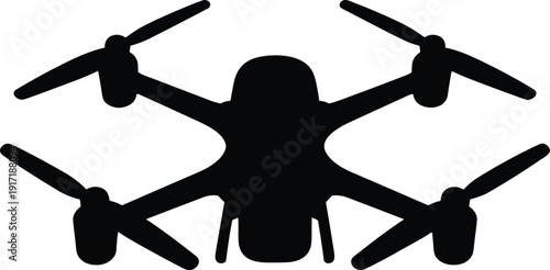 Black and white drone silhouette with four propellers