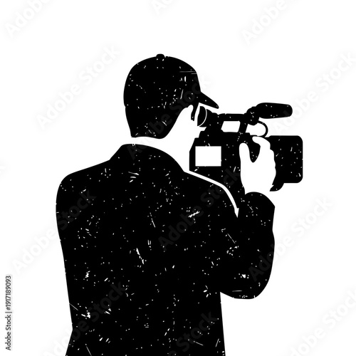 Filmmaker silhouette with vintage camera