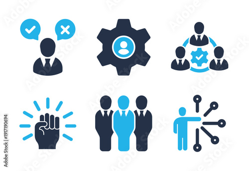 Leadership and Decision Making icon set. Solid glyph series icons