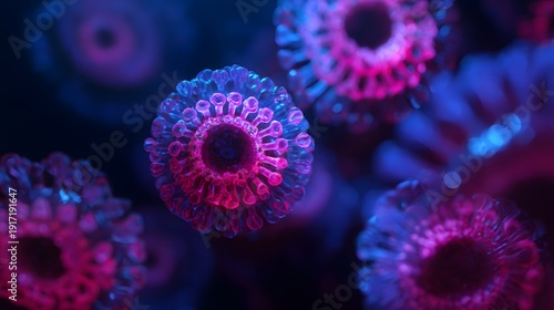 Vibrant Neon Coral Polyps Under Ultraviolet Light.