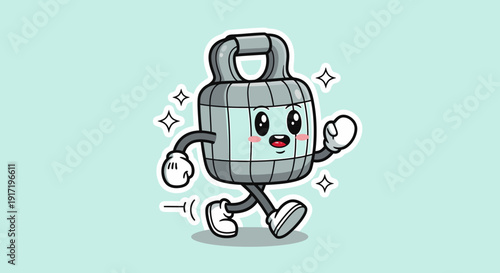 Playful Cartoon Backpack Character Running Cheerfully.