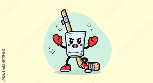 Playful Cartoon Glass Character With Heart Hands.