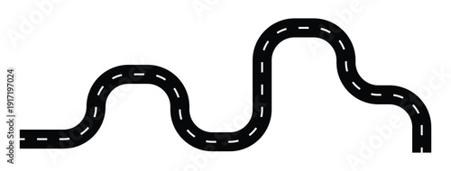Wavy winding curves roads and horizontal path. Horizontal asphalt road template.Flat vector illustration,