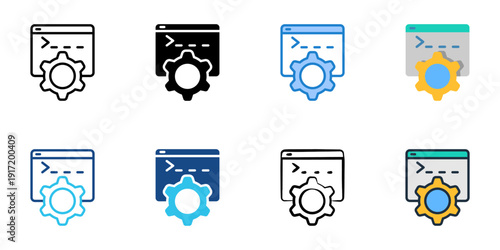AI Prompt Engineering icons set multiple style collection. Editable stroke 
