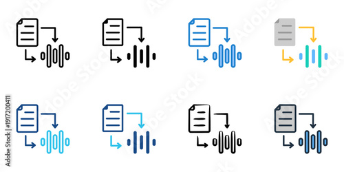 AI Text to Speech icons set multiple style collection. Editable stroke 
