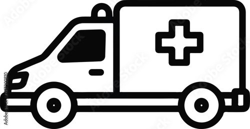 Ambulance emergency medical vehicle with red cross symbol, representing medical transport and healthcare services