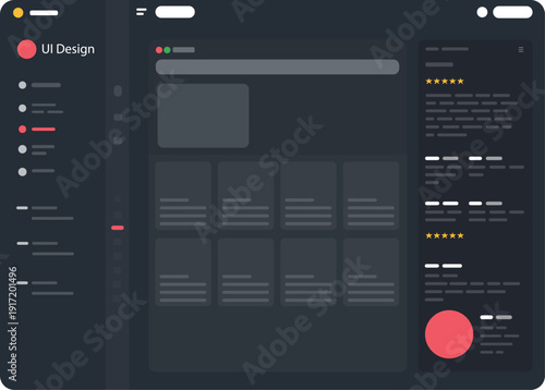 Dark UI Dashboard Vector Template – Admin Panel Interface and Web App Design Layout