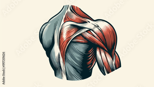 Illustration of Shoulder Muscle Anatomy and Its Surroundings