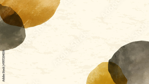 和モダンなデザインの水彩で描いた黒と金の丸モチーフの背景素材
