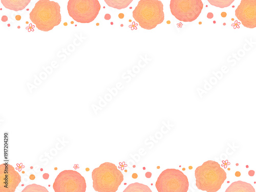 色鉛筆で描いたかわいい花のフレーム背景イラスト