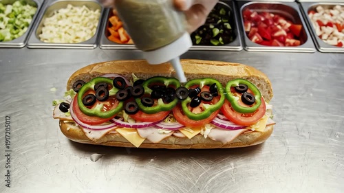 Preparing sandwich with fresh ingredients for a meal close up