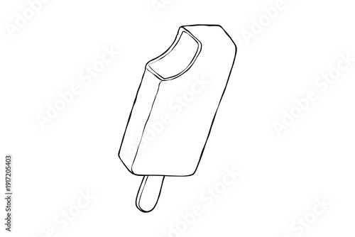 lineart illustration of a bitten ice cream