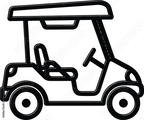 Golf Cart Illustration on Transparent Background from Side View
