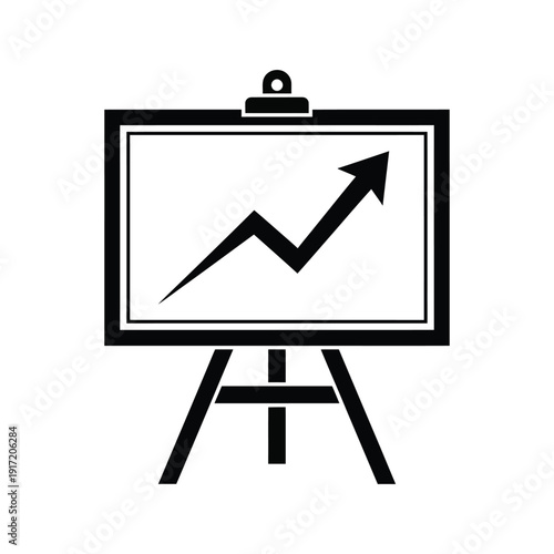 Vector graph icon on clipboard with increasing chart