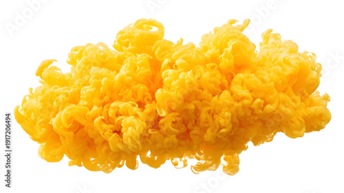 Golden curling vapor puff isolated on white background