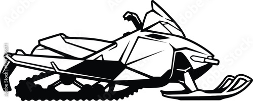 A sleek snowmobile depicted in a futuristic illustration, showcasing its design from a side viewpoint.