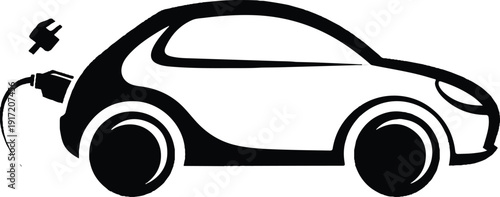 Electric car being charged with a plug, showcasing eco-friendly transportation, electric vehicle technology, charging station, and sustainable energy