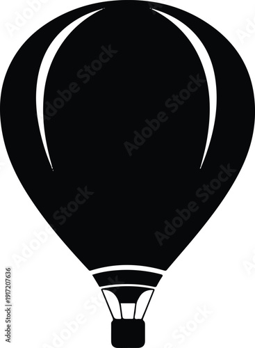 Hot Air Balloon Soars Above Serene Landscape with Gentle Clouds and Distant Mountains in Illustration